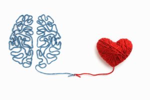 Heart,And,Brain,Connected,By,A,Knot,On,A,White